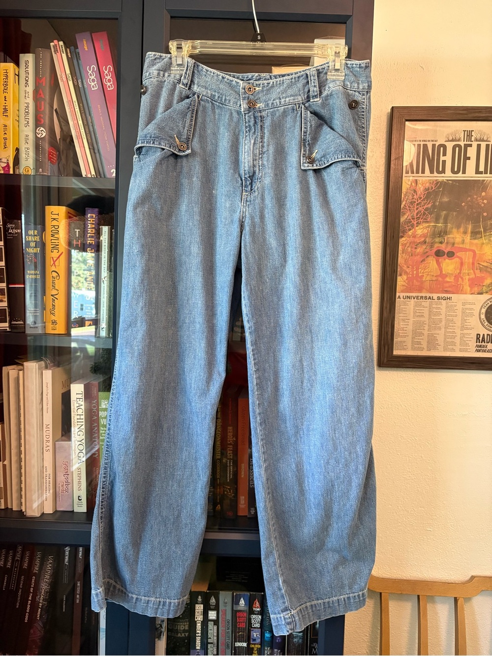 Ralph Lauren Y2K Light Blue Wide-Leg Jeans with Front Flap Pockets and buttons